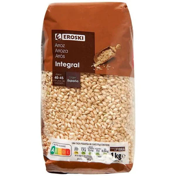 Arroz integral EROSKI, paquete 1 kg - 1 kg - Imagen del producto en Findit