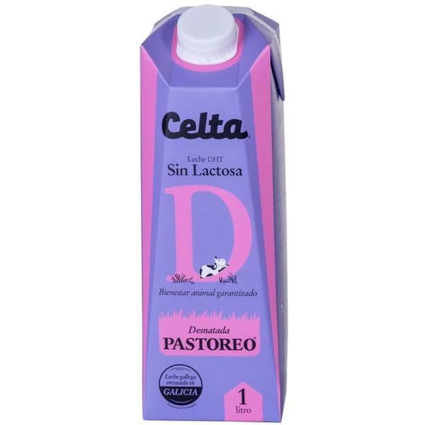Leche sin lactosa desnatada CELTA, botella 1 litro - 1 l - Imagen del producto en Findit