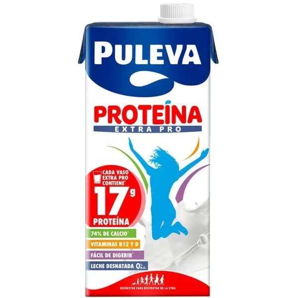 Leche desnatada alta en proteínas PULEVA, brik 1 litro - 1 l - Imagen del producto en Findit