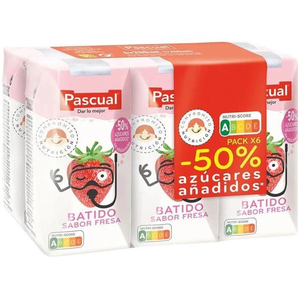 Batido sabor a fresa PASCUAL, pack 6x200 ml - 1.2 l - Imagen del producto en Findit
