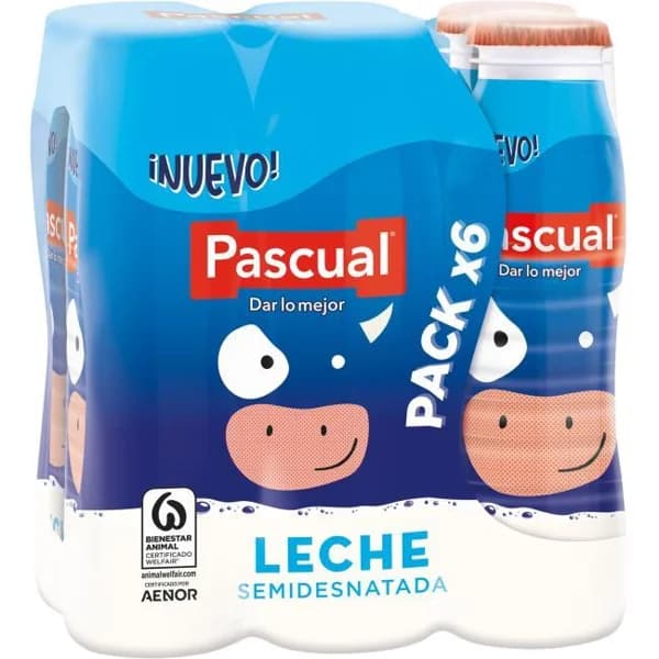 Leche semidesnatada PASCUAL, pack 6x188 ml - 1.13 l - Imagen del producto en Findit