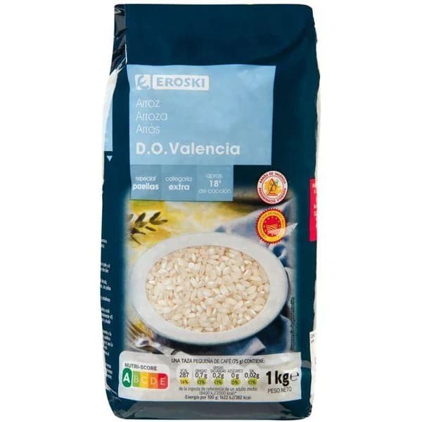 Arroz D.O.Valencia EROSKI, paquete 1 kg - 1 kg - Imagen del producto en Findit