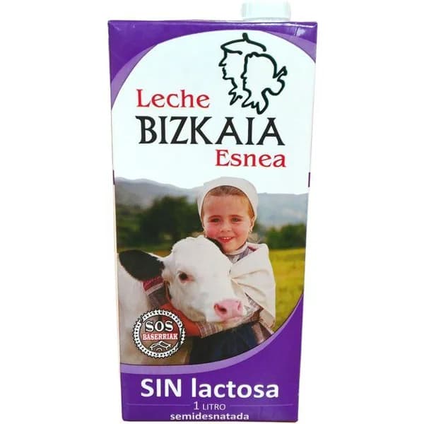 Leche semidesnatada sin lactosa BIZKAIA ESNEA, brik 1 litro - 1 l - Imagen del producto en Findit