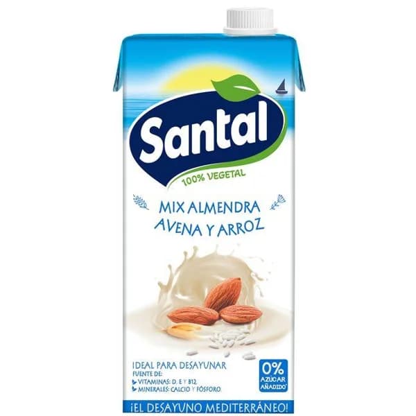 Bebida vegetal de almendra, avena y arroz SANTAL, brik 1 litro - 1 ud - Imagen del producto en Findit