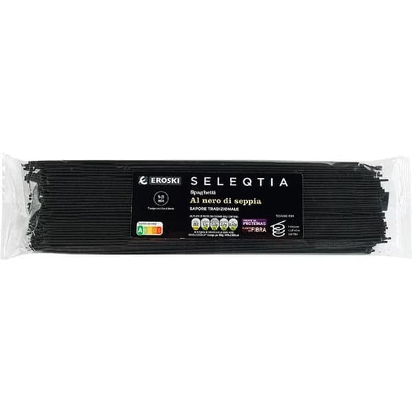 Spaghetti Al Nero Di Seppia EROSKI SELEQTIA, paquete 250 g - 0.25 kg - Imagen del producto en Findit