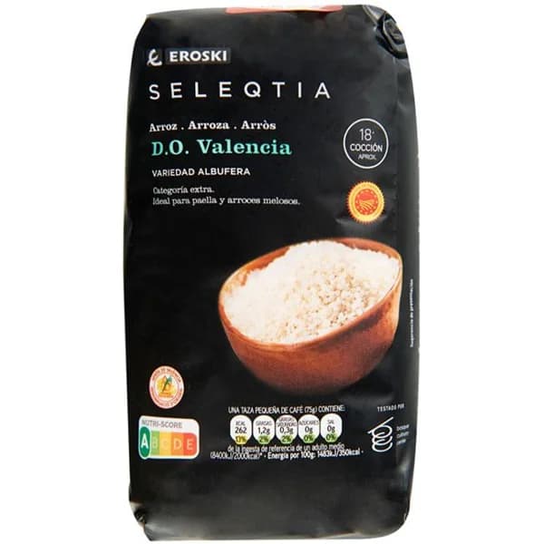 Arroz D.O. Valencia Albufera EROSKI SELEQTIA, paquete 500 g - 0.5 kg - Imagen del producto en Findit