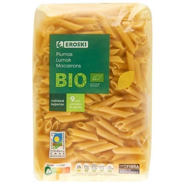 Plumas EROSKI BIO, paquete 500 g - 0.5 kg - Imagen del producto en Findit
