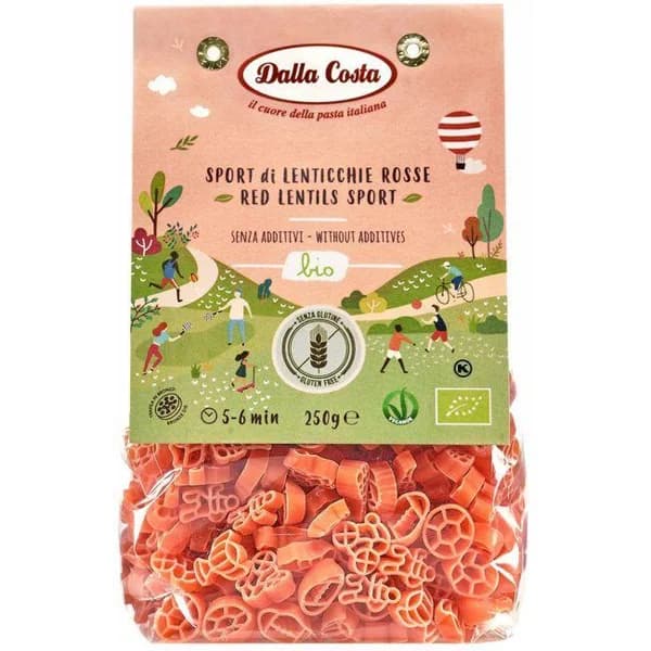 Pasta sport lenteja roja sin gluten DALLA COSTA, paquete 250 g - 1 ud - Imagen del producto en Findit