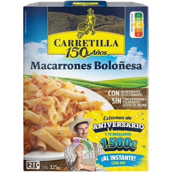Macarrones a la boloñesa CARRETILLA, bandeja 325 g - 0.33 kg - Imagen del producto en Findit