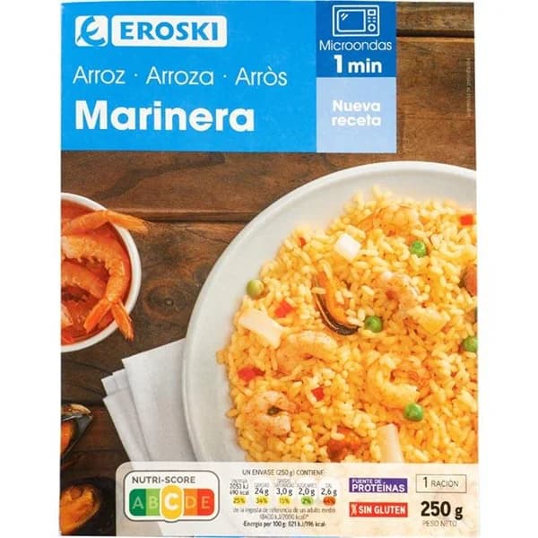 Arroz marinera EROSKI, bandeja 250 g - 0.25 kg - Imagen del producto en Findit