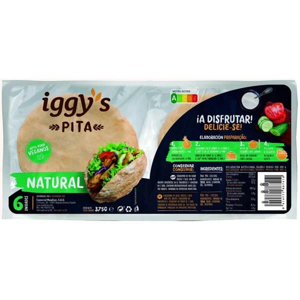 Pan pita IGGY'S, paquete 375 g - 0.38 kg - Imagen del producto en Findit