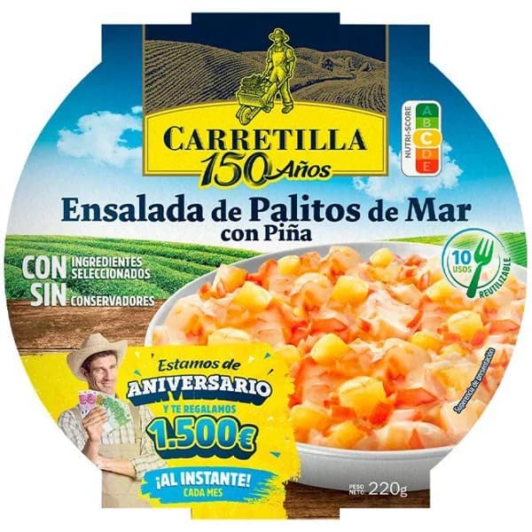 Ensalada palitos de cangrejo con piña CARRETILLA, bold 220 g - 0.22 kg - Imagen del producto en Findit