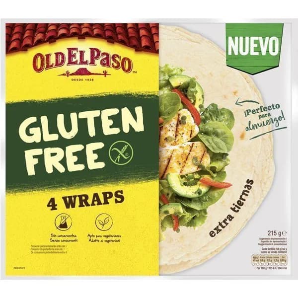 Tortilla wrap sin gluten OLD EL PASO, paquete 210 g - 0.21 kg - Imagen del producto en Findit