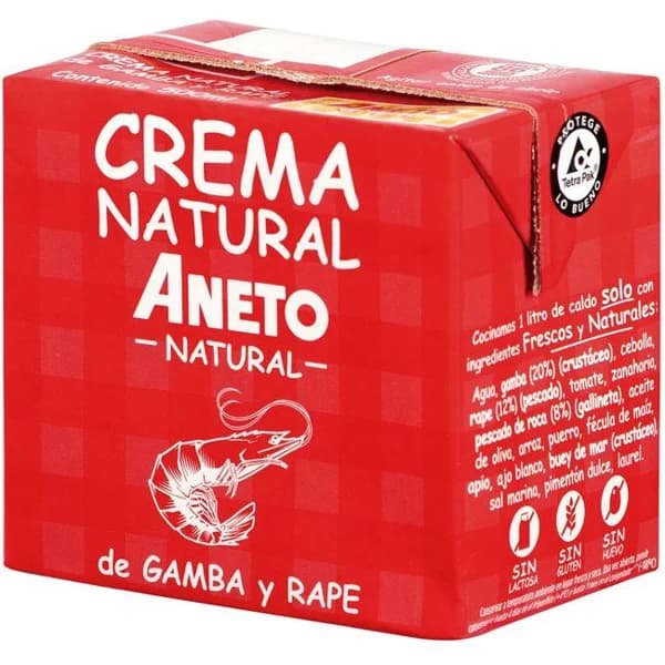 Crema natural de gamba y rape ANETO, brik 500 ml - 0.5 l - Imagen del producto en Findit