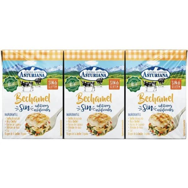 Salsa bechamel UHT ASTURIANA, pack 3x200 ml - 0.6 l - Imagen del producto en Findit