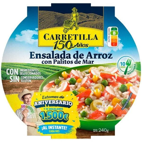 Ensalada arroz con palitos mar CARRETILLA, bol 240 g - 0.24 kg - Imagen del producto en Findit