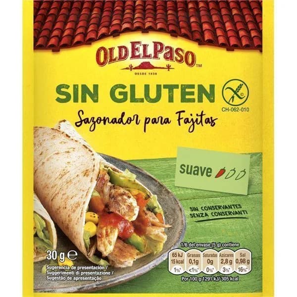 Sazonador sin gluten OLD EL PASO, sobre 33 g - 0.03 kg - Imagen del producto en Findit