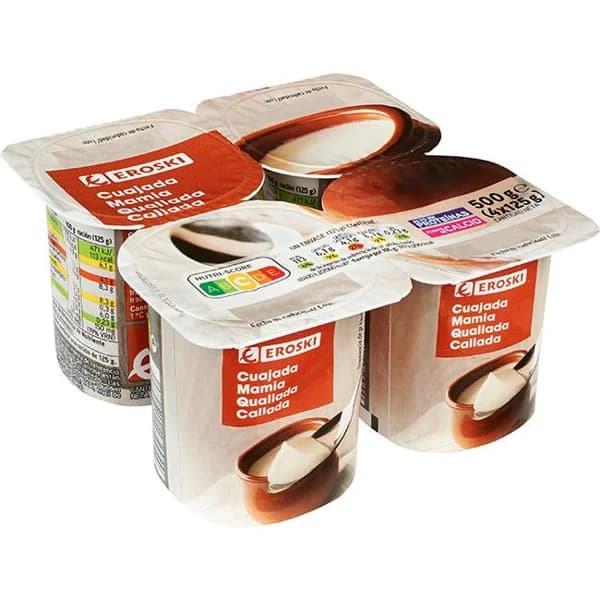 Cuajada natural EROSKI, pack 4x125 g - 0.5 kg - Imagen del producto en Findit