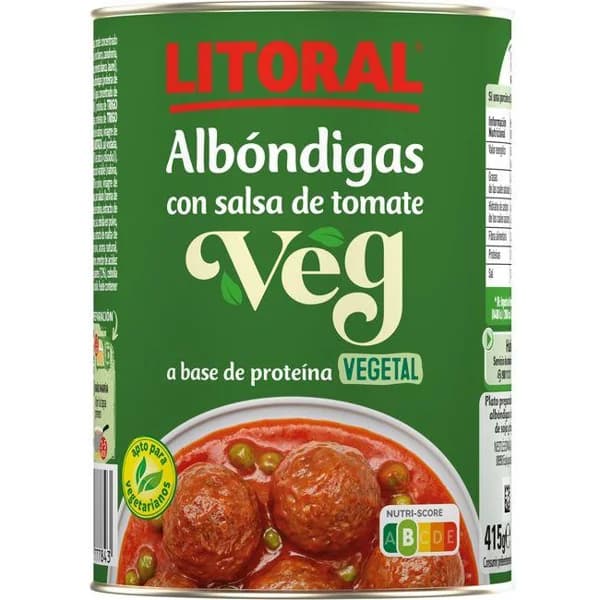 Albondigas vegetales LITORAL, lata 415 g - 1 ud - Imagen del producto en Findit