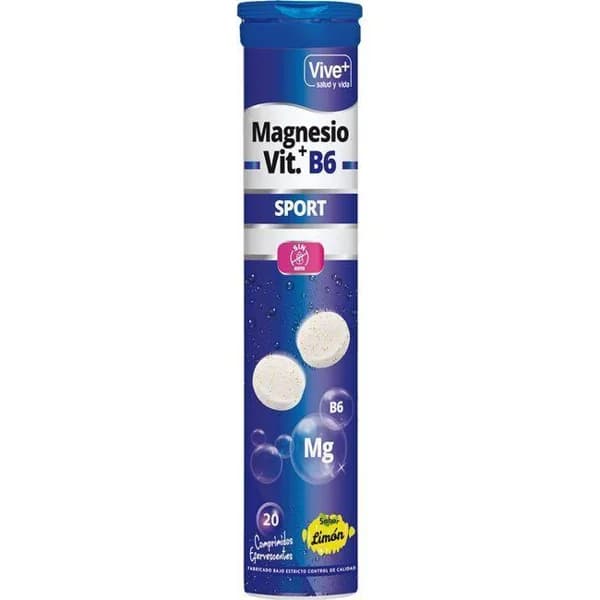 Magnesio, vitamina B6 efervescente VIVE+, caja 20 comprimidos - 20 ud - Imagen del producto en Findit