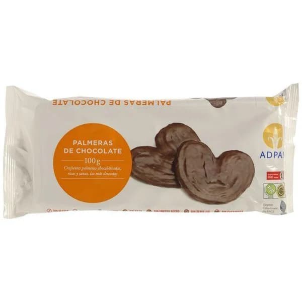 Palmera de chocolate ADPAN, 2 uds, caja 100 g - 0.1 kg - Imagen del producto en Findit