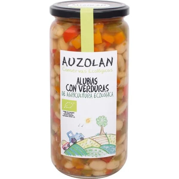 Alubias con verduras ecológicas AUZOLAN, frasco 600 g - 0.6 kg - Imagen del producto en Findit