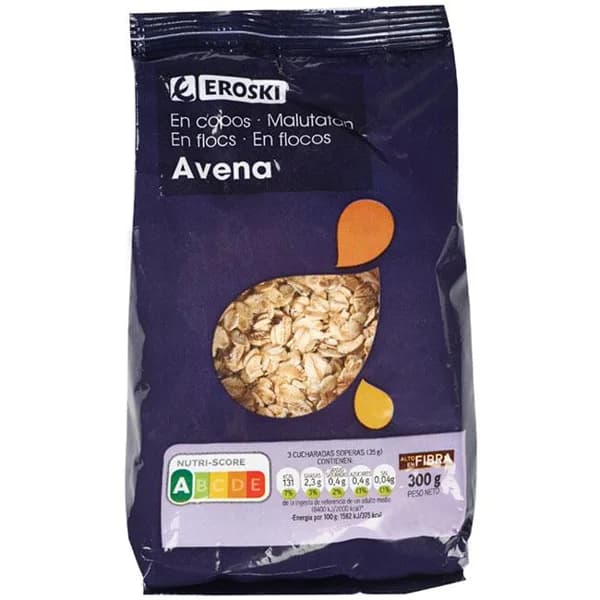 Copos de avena EROSKI, paquete 300 g - 0.3 kg - Imagen del producto en Findit