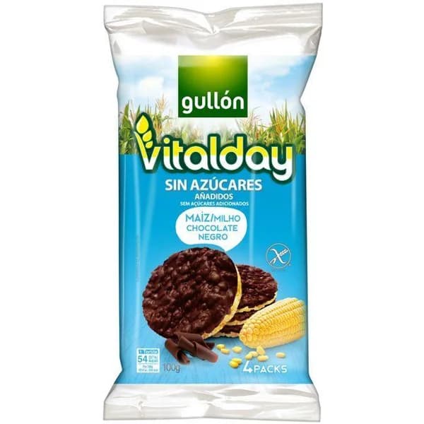 Tortitas maíz y choco s/ azúcar GULLÓN VITALDAY, paquete 100 g - 0.1 kg - Imagen del producto en Findit