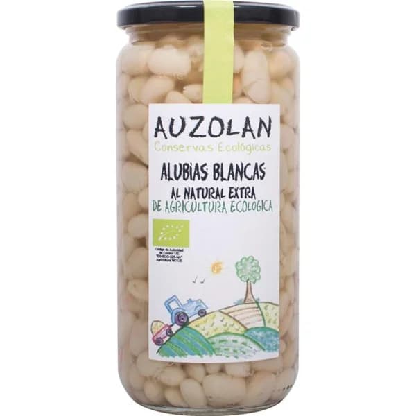 Alubias blancas naturales ecológicas AUZOLAN, frasco 425 g - 0.42 kg - Imagen del producto en Findit