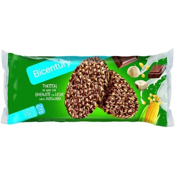 Tortitas de maíz de chocolate-avellana BICENTURY, paquete 108 g - 0.11 kg - Imagen del producto en Findit
