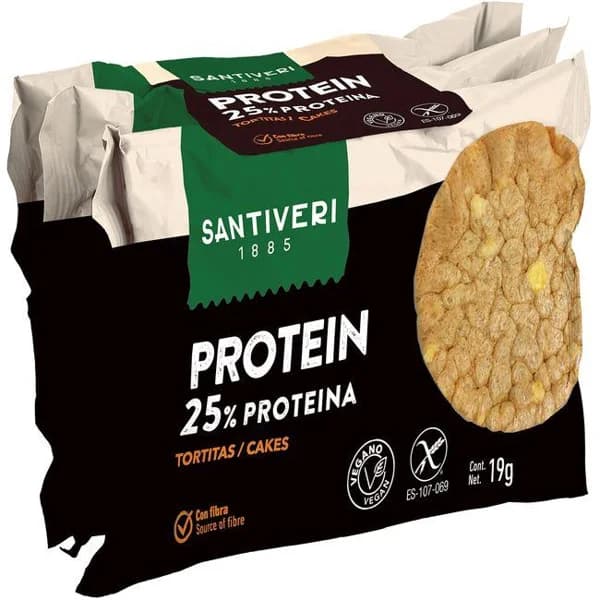 Tortitas proteína SANTIVERI, pack 3x19 g - 0.06 kg - Imagen del producto en Findit