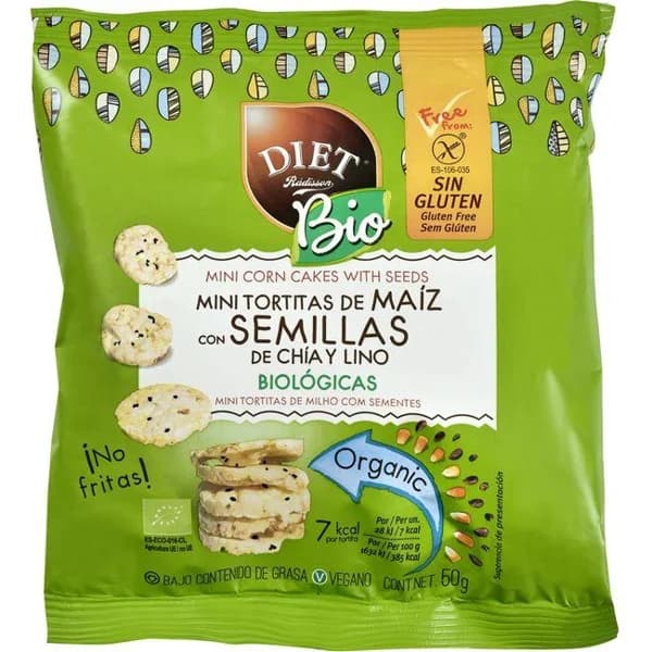 Minitortitas maíz-semilla bio s.gluten D. RADISSON, paquete 50 g - 0.05 kg - Imagen del producto en Findit