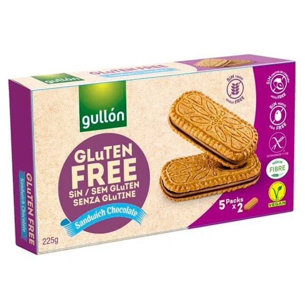 Sandwich de chocolate sin gluten GULLÓN, caja 225 g - 1 ud - Imagen del producto en Findit