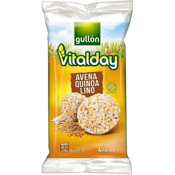 Tortitas de avena-quinoa-lino VITALDAY, paquete 115,2 g - 0.12 kg - Imagen del producto en Findit