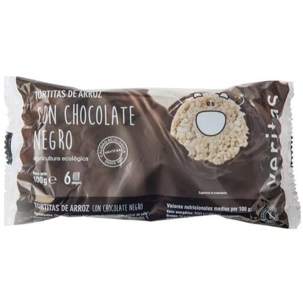 Tortitas de arroz chocolate negro VERITAS, paquete 100 g - 0.1 kg - Imagen del producto en Findit