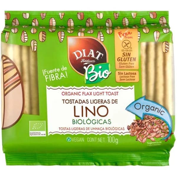 Tostadas ligeras de lino bio DIAT RADISSON, paquete 100 g - 0.1 kg - Imagen del producto en Findit