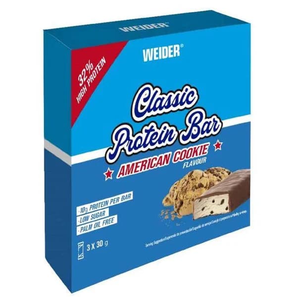 Barrita proteica sabor Amarican cookies WEIDER, pack 3 uds - 1 ud - Imagen del producto en Findit