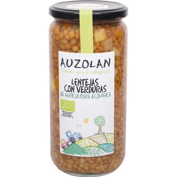 Lentejas con verduras ecológicas AUZOLAN, frasco 625 g - 0.63 kg - Imagen del producto en Findit