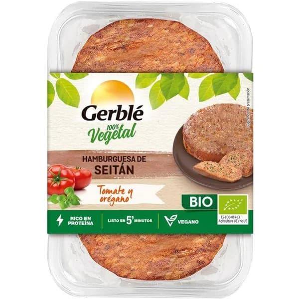 Hamburguesa de seitán y tomates GERBLÉ BIO, bandeja 180 g - 0.18 kg - Imagen del producto en Findit