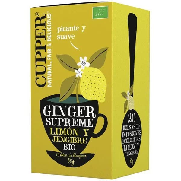 Infusión de limón y jengibre bio BIOGRAN, caja 20 uds - 20 ud - Imagen del producto en Findit