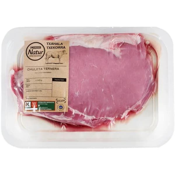 Chuleta de Ternera EUSKAL OKELA EROSKI Natur, bandeja aprox. 600 g - 0.6 kg - Imagen del producto en Findit