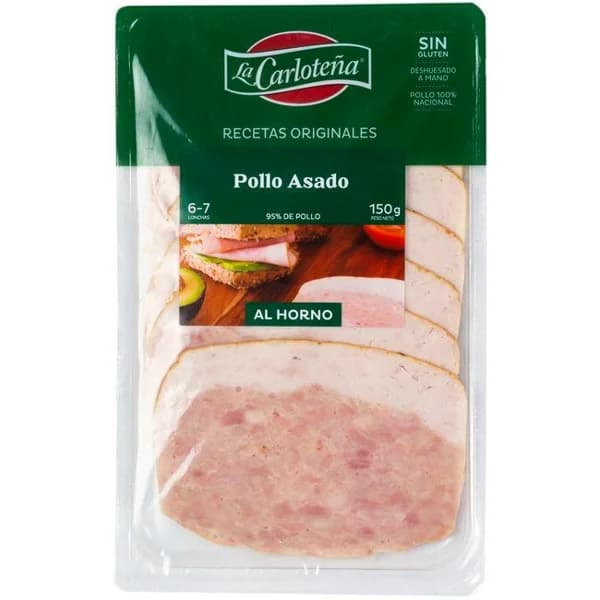 Pollo asado al horno LA CARLOTEÑA, lonchas, sobre 150 g - 0.15 kg - Imagen del producto en Findit
