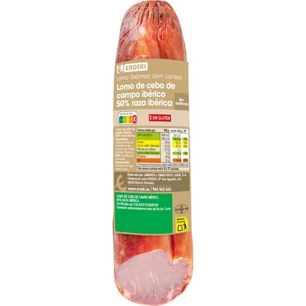 Lomo cebo campo 50% raza ibérica EROSKI, al corte, compra mínima 100 g - 0.1 kg - Imagen del producto en Findit