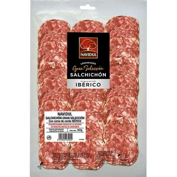 Salchichón ibérico NAVIDUL Gran Selección, sobre 100 g - 0.1 kg - Imagen del producto en Findit