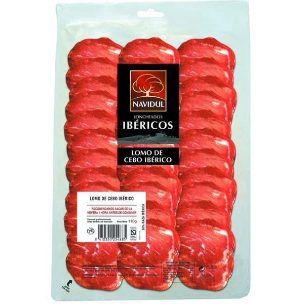 Lomo ibérico de cebo 50% raza ibérica NAVIDUL, sobre 110 g - 0.11 kg - Imagen del producto en Findit