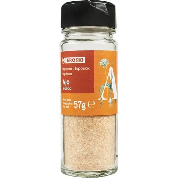 Ajo para sazonar EROSKI, frasco 57 g - 0.06 kg - Imagen del producto en Findit