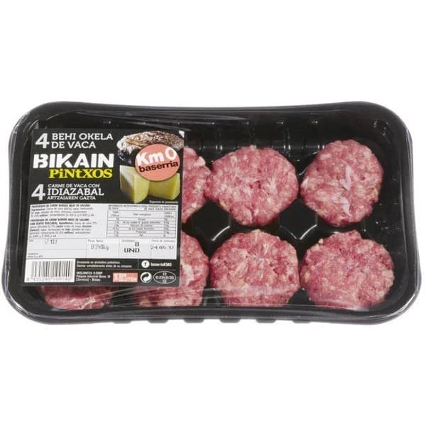 Mini hamburguesa de vaca BIKAIN, 8 uds., bandeja 240 g - 0.24 kg - Imagen del producto en Findit