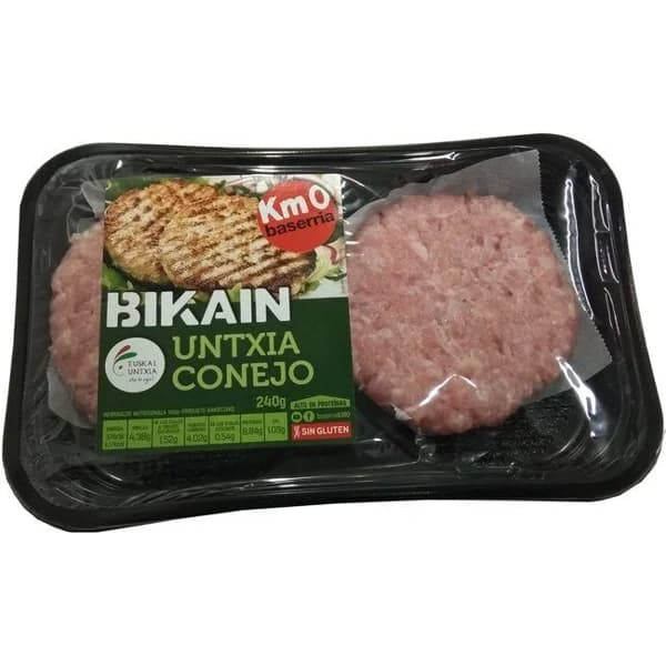 Hamburguesa de conejo BIKAIN, 2 uds., bandeja 240 g - 0.24 kg - Imagen del producto en Findit