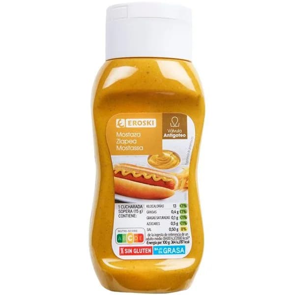 Mostaza EROSKI, bote 320 g - 0.32 kg - Imagen del producto en Findit