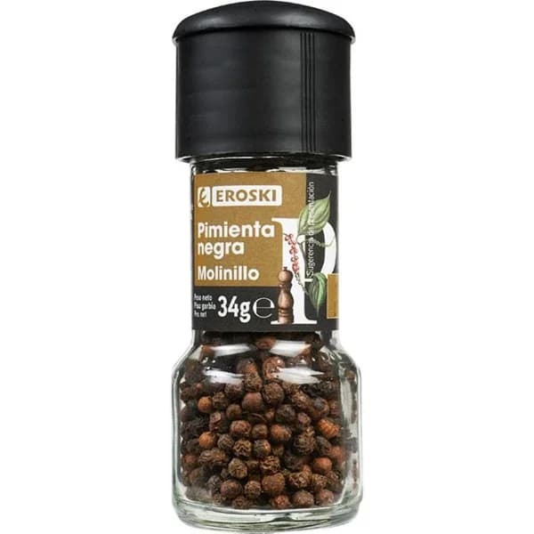 Molinillo de pimienta negra EROSKI, frasco 34 g - 0.03 kg - Imagen del producto en Findit